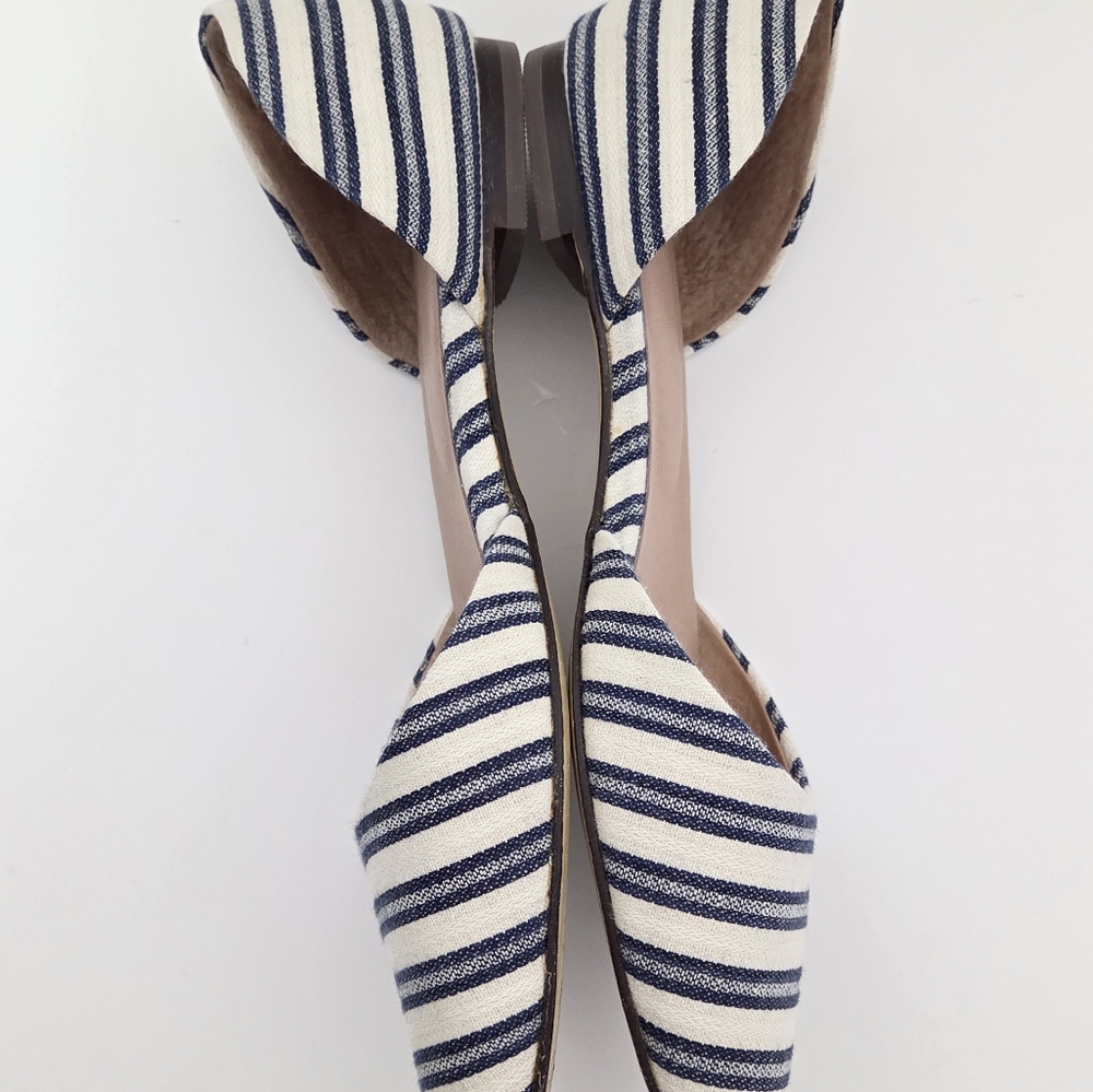 JJILL D’ORSAY POINTED FLATS White Blue Stripes Sz 8.5 Striped - Picture 9 of 12